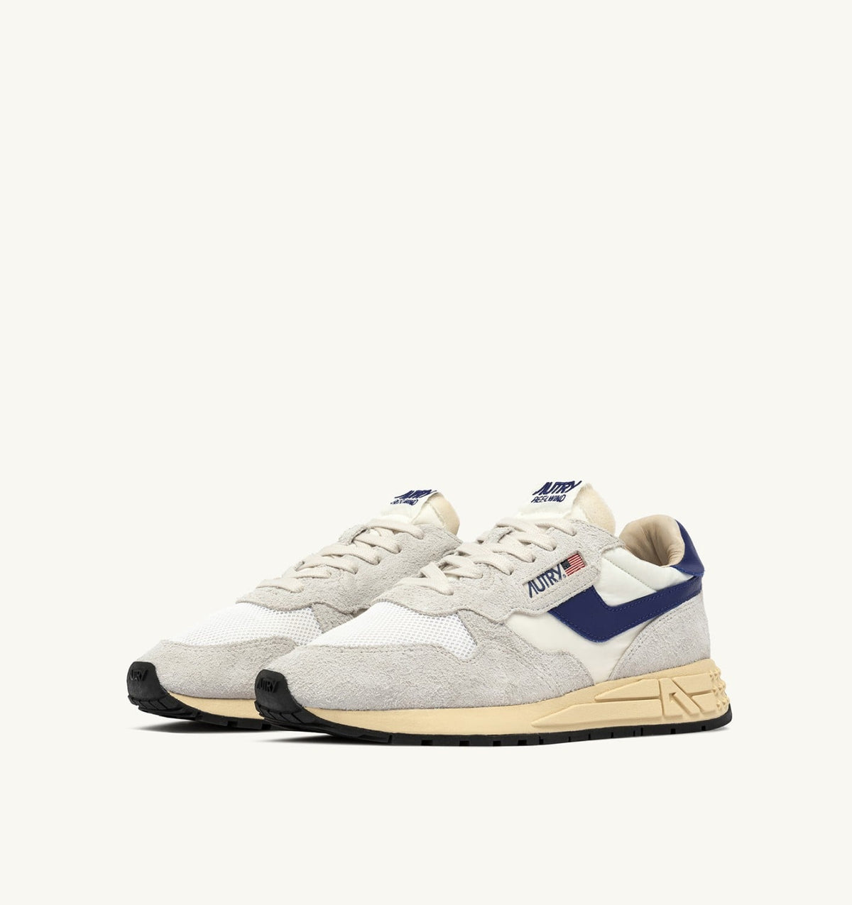 AUTRY Man REELWIND LOW SNEAKERS IN WHITE AND LIMOGES NYLON AND SUEDE