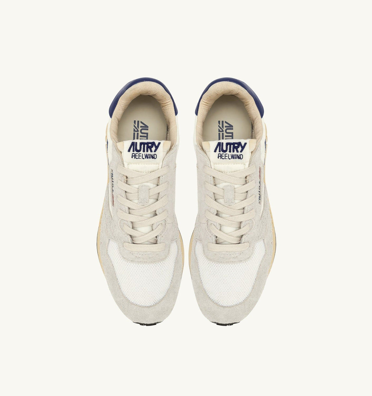 AUTRY Man REELWIND LOW SNEAKERS IN WHITE AND LIMOGES NYLON AND SUEDE