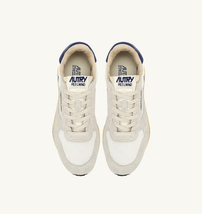 AUTRY Man REELWIND LOW SNEAKERS IN WHITE AND LIMOGES NYLON AND SUEDE