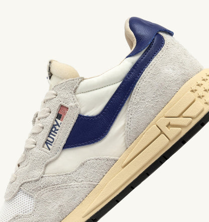 AUTRY Man REELWIND LOW SNEAKERS IN WHITE AND LIMOGES NYLON AND SUEDE