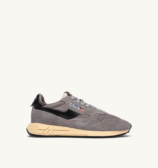 AUTRY Man REELWIND LOW SNEAKERS IN LEAD AND BLACK NYLON AND SUEDE