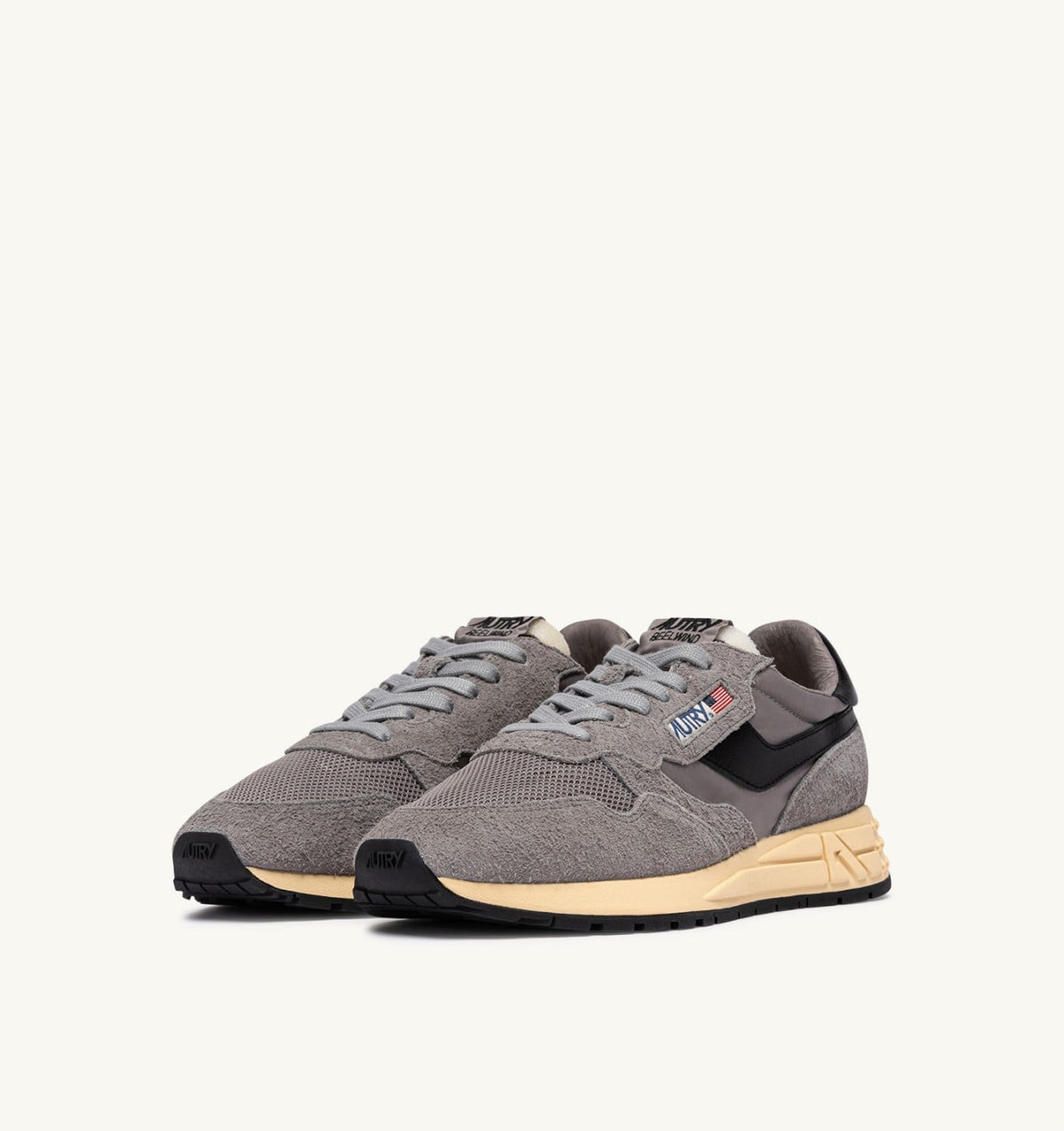 AUTRY Man REELWIND LOW SNEAKERS IN LEAD AND BLACK NYLON AND SUEDE