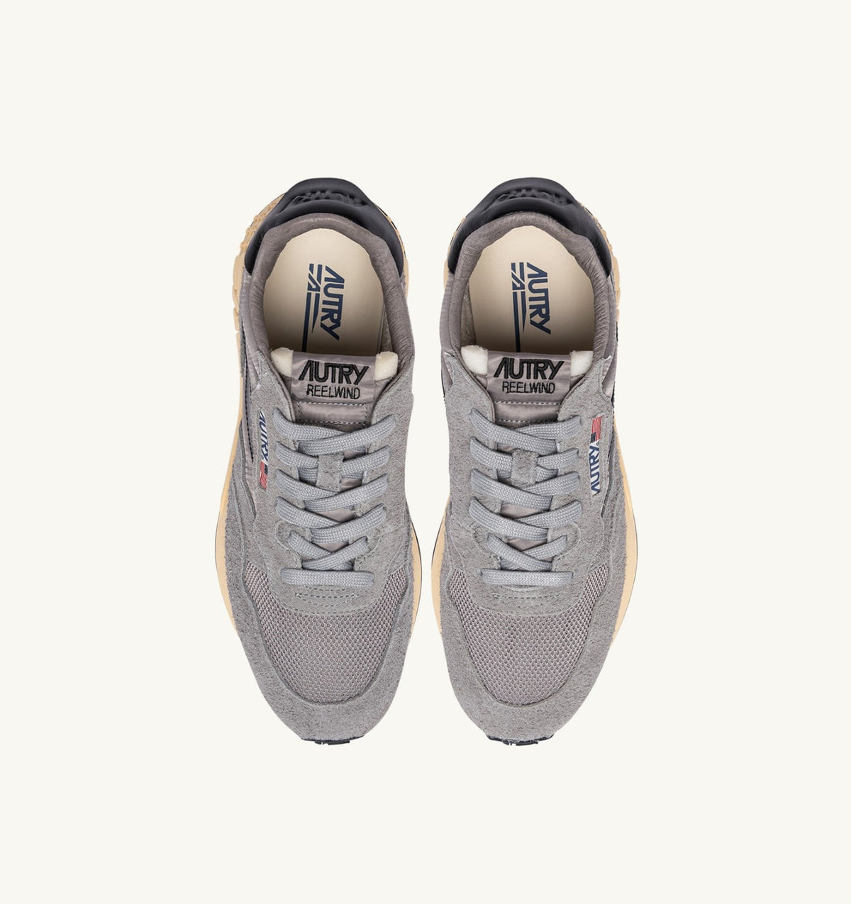 AUTRY Man REELWIND LOW SNEAKERS IN LEAD AND BLACK NYLON AND SUEDE