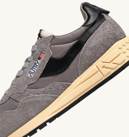 AUTRY Man REELWIND LOW SNEAKERS IN LEAD AND BLACK NYLON AND SUEDE