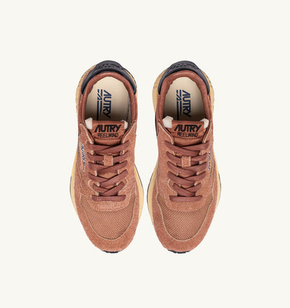 AUTRY Man REELWIND LOW SNEAKERS IN MOCHA AND BLACK NYLON AND SUEDE