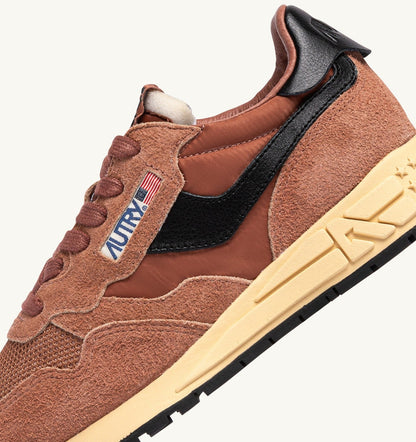 AUTRY Man REELWIND LOW SNEAKERS IN MOCHA AND BLACK NYLON AND SUEDE