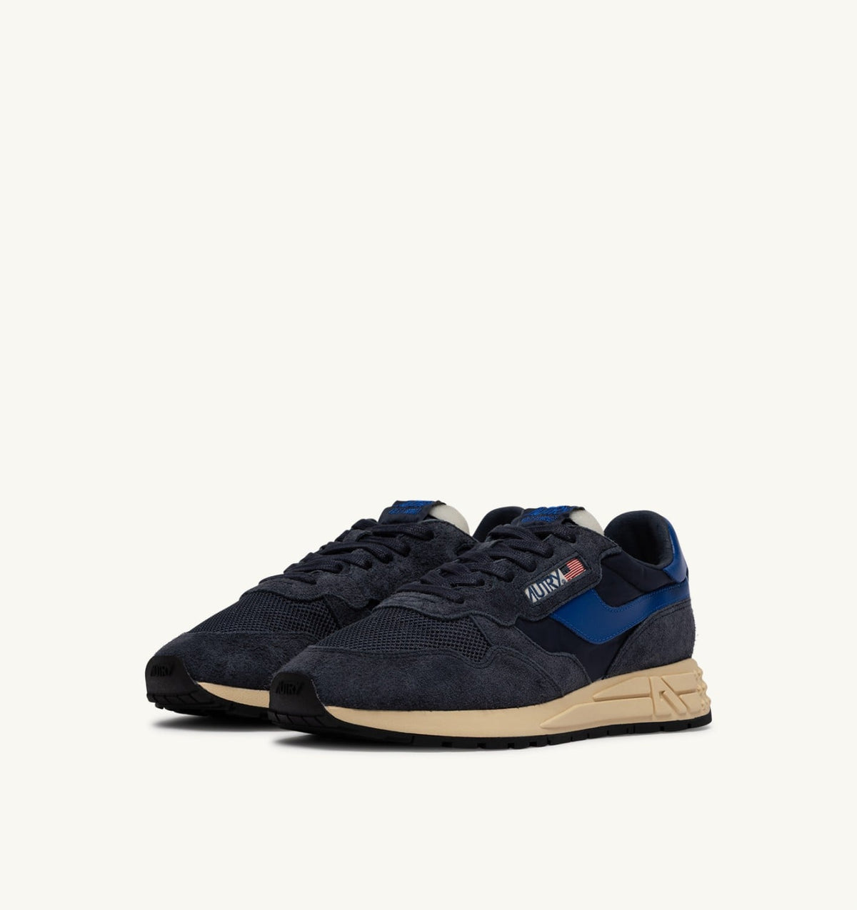 AUTRY Man REELWIND LOW SNEAKERS IN SPACE BLUE AND LAPIS BLUE NYLON AND SUEDE