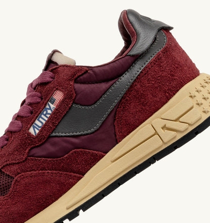 AUTRY Man REELWIND LOW SNEAKERS IN NYLON SUEDE AND LEATHER COLOR ROUNGE AND CORDOVAN