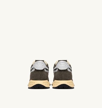 AUTRY Man REELWIND LOW SNEAKERS IN OLIVE NIGHT AND HARBOR MIST NYLON AND SUEDE