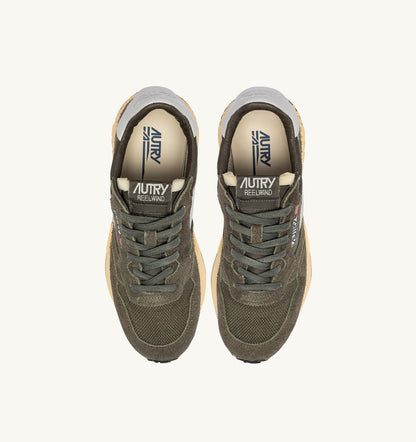 AUTRY Man REELWIND LOW SNEAKERS IN OLIVE NIGHT AND HARBOR MIST NYLON AND SUEDE