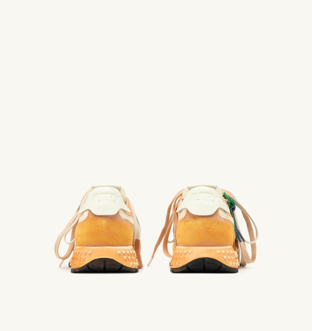 AUTRY Man REELWIND SUPER VINTAGE SNEAKERS IN WHITE AND ORANGE SUEDE AND NYLON