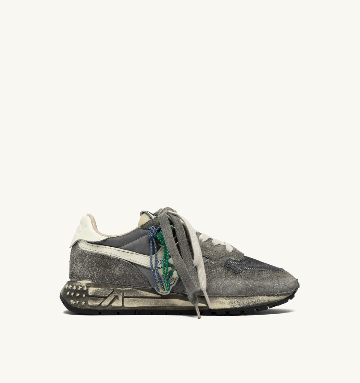 AUTRY Man REELWIND SUPER VINTAGE SNEAKERS IN WHITE AND BLACK SUEDE AND NYLON