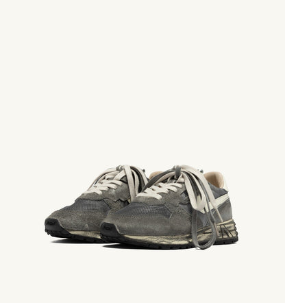 AUTRY Man REELWIND SUPER VINTAGE SNEAKERS IN WHITE AND BLACK SUEDE AND NYLON