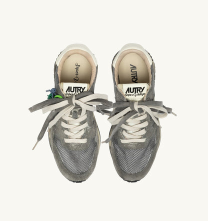 AUTRY Man REELWIND SUPER VINTAGE SNEAKERS IN WHITE AND BLACK SUEDE AND NYLON