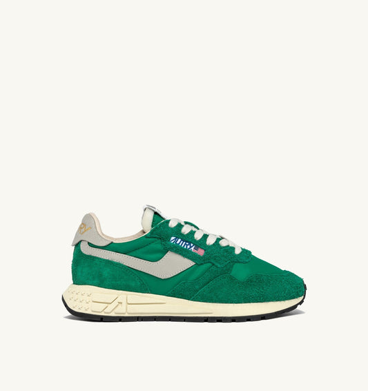 AUTRY Man REELWIND LOW SNEAKERS IN GREEN NYLON AND SUEDE