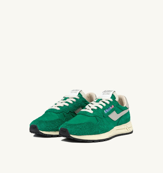 AUTRY Man REELWIND LOW SNEAKERS IN GREEN NYLON AND SUEDE