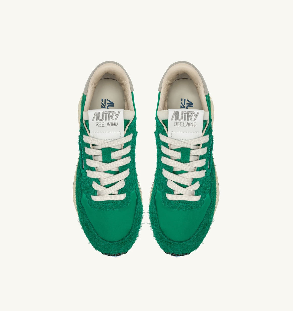 AUTRY Man REELWIND LOW SNEAKERS IN GREEN NYLON AND SUEDE