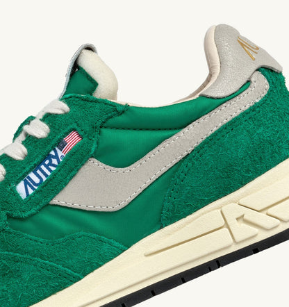 AUTRY Man REELWIND LOW SNEAKERS IN GREEN NYLON AND SUEDE