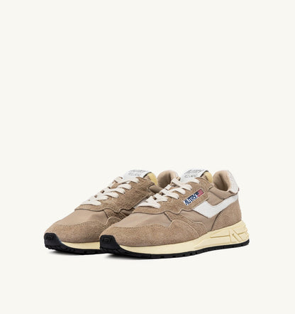 AUTRY Man REELWIND LOW SNEAKERS IN PEPPER AND WHITE NYLON AND SUEDE