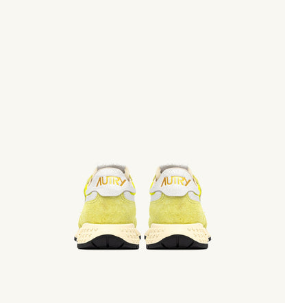 AUTRY Man REELWIND LOW SNEAKERS IN WHITE AND EVENING PRIMROSE NYLON AND SUEDE