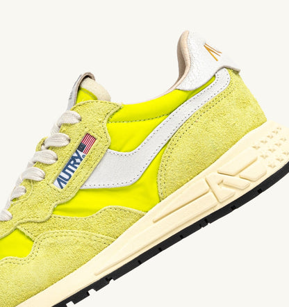 AUTRY Man REELWIND LOW SNEAKERS IN WHITE AND EVENING PRIMROSE NYLON AND SUEDE