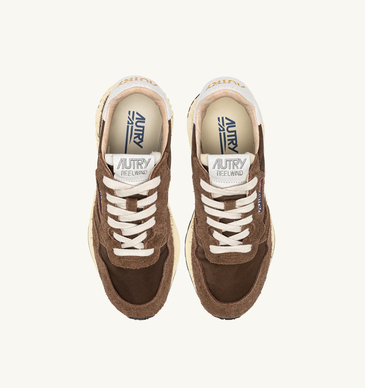 AUTRY Man REELWIND LOW SNEAKERS IN WHITE AND TUNDRA NYLON AND SUEDE