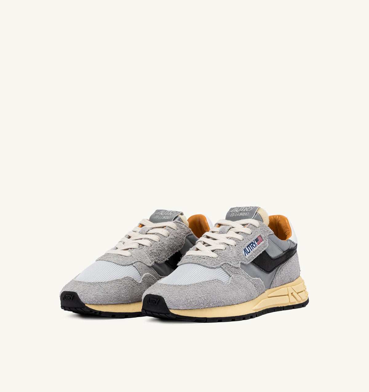 AUTRY Man REELWIND LOW SNEAKERS IN SAND SUEDE AND REFLECTIVE NYLON