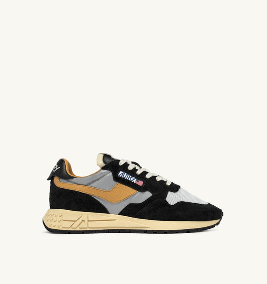 AUTRY Man REELWIND LOW SNEAKERS IN BLACK SUEDE AND REFLECTIVE NYLON