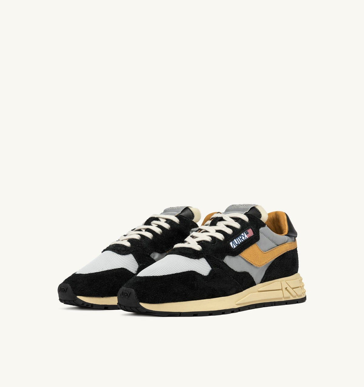 AUTRY Man REELWIND LOW SNEAKERS IN BLACK SUEDE AND REFLECTIVE NYLON