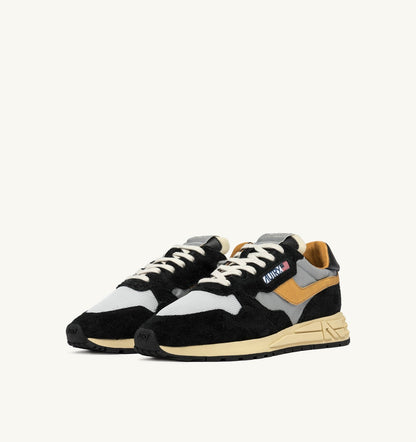 AUTRY Man REELWIND LOW SNEAKERS IN BLACK SUEDE AND REFLECTIVE NYLON