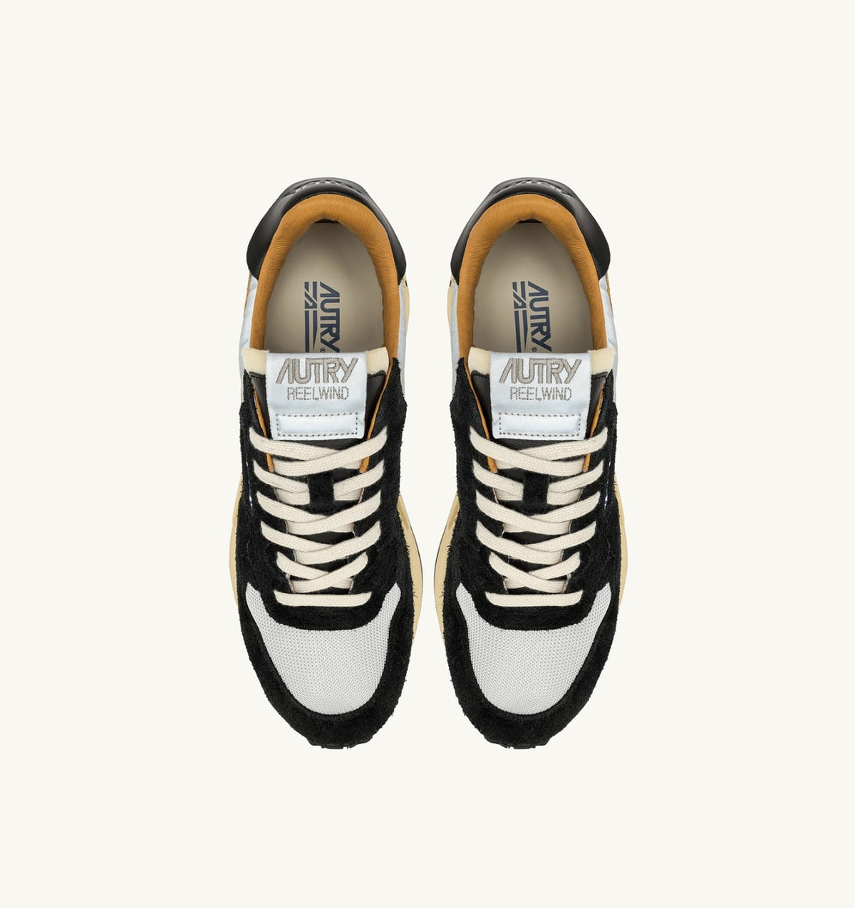 AUTRY Man REELWIND LOW SNEAKERS IN BLACK SUEDE AND REFLECTIVE NYLON