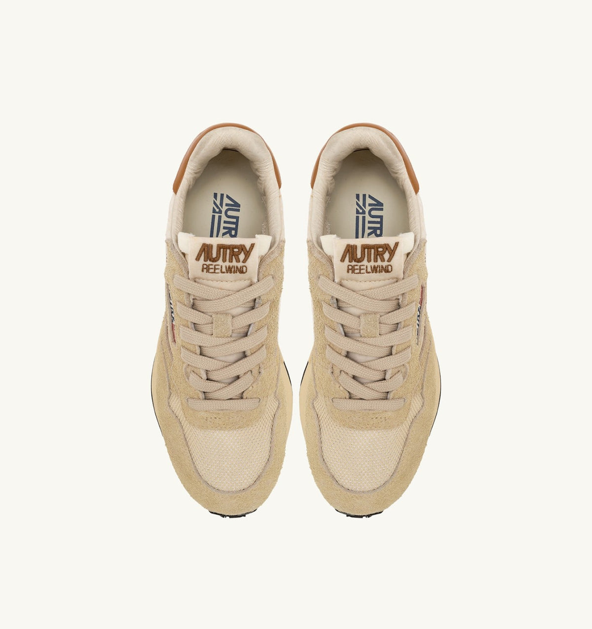 AUTRY Man REELWIND LOW SNEAKERS IN ECRU AND CATHAY SPICE SUEDE AND NYLON