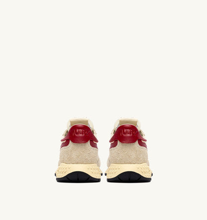 AUTRY Man REELWIND LOW SNEAKERS IN ECRU AND RED NYLON AND SUEDE