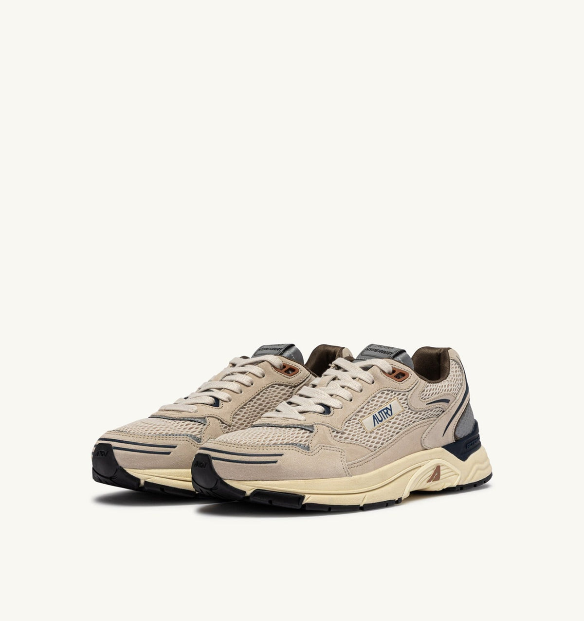 AUTRY Man HYPERWAY SNEAKERS IN SAND AND SPA BLUE SUEDE AND MESH