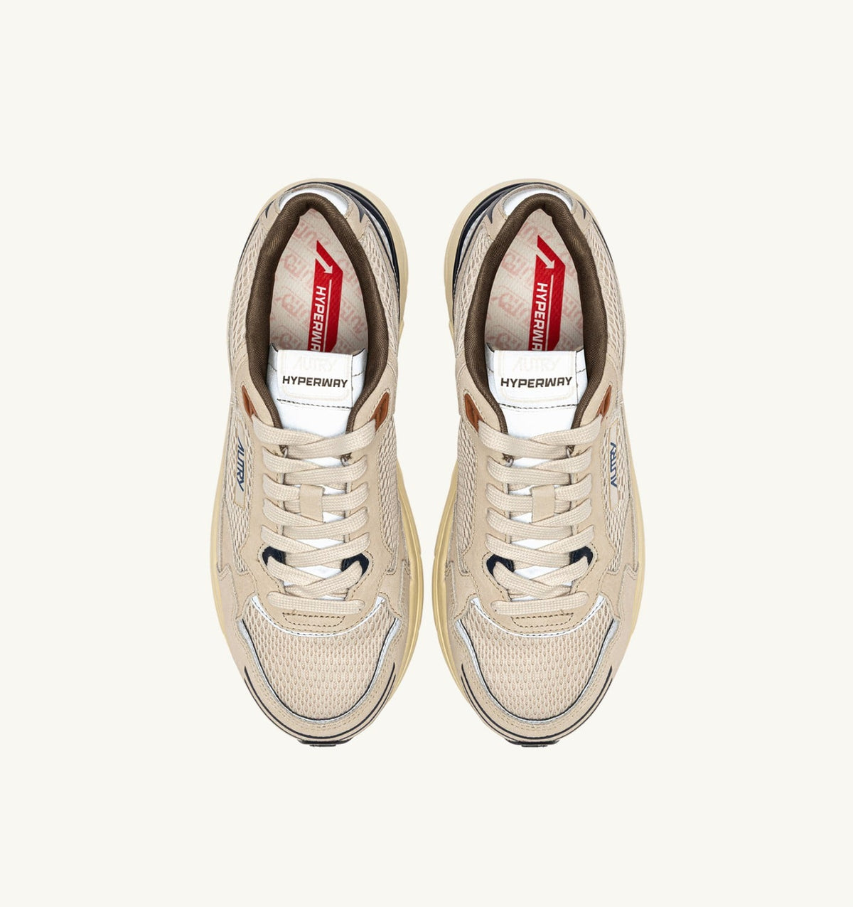 AUTRY Man HYPERWAY SNEAKERS IN SAND AND SPA BLUE SUEDE AND MESH