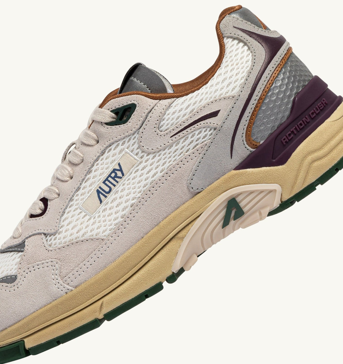 AUTRY Man HYPERWAY SNEAKERS IN WHITE AND FIG SUEDE AND MESH