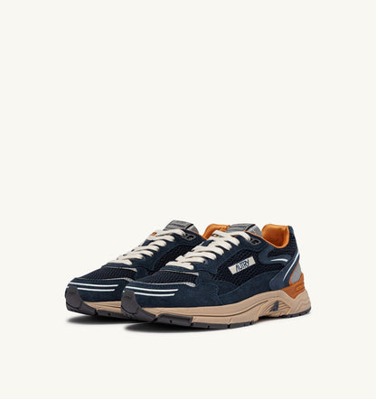 AUTRY Man HYPERWAY SNEAKERS IN MIDNIGHT AND TOMATO CREAM SUEDE AND MESH