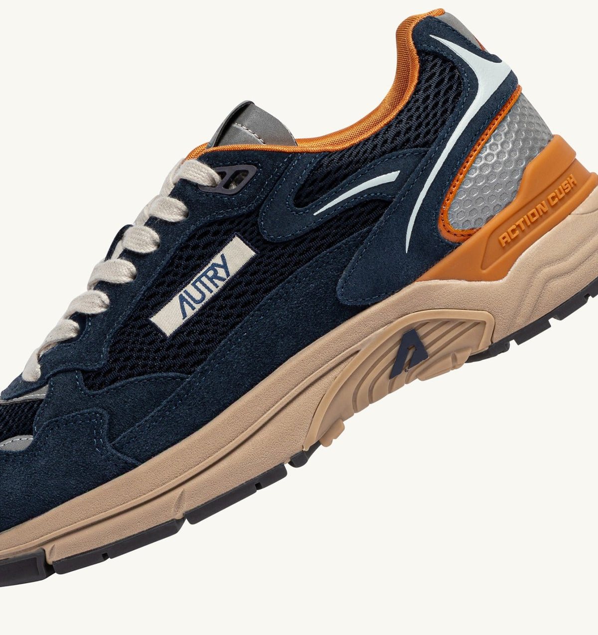 AUTRY Man HYPERWAY SNEAKERS IN MIDNIGHT AND TOMATO CREAM SUEDE AND MESH