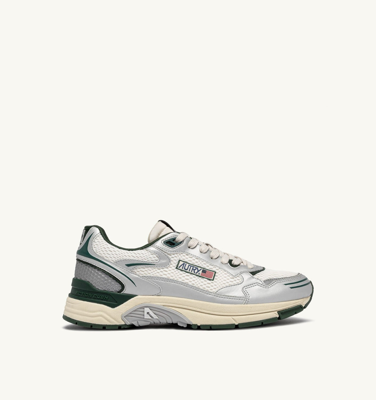 AUTRY Man HYPERWAY SNEAKERS IN SILVER, WHISPER WHITE AND MOUNTAIN SYNTHETIC LEATHER AND MESH