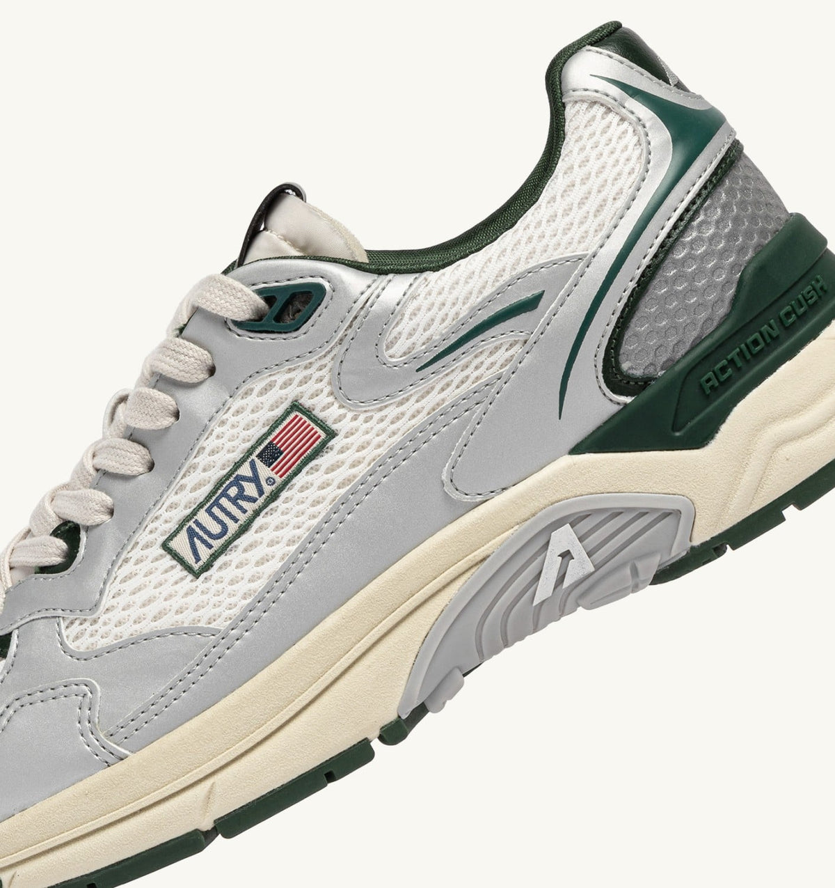 AUTRY Man HYPERWAY SNEAKERS IN SILVER, WHISPER WHITE AND MOUNTAIN SYNTHETIC LEATHER AND MESH