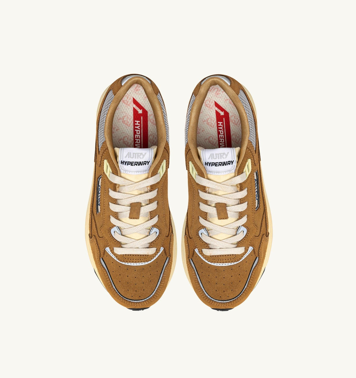 AUTRY Man HYPERWAY SNEAKERS IN COPPER AND SILVER MESH AND SUEDE