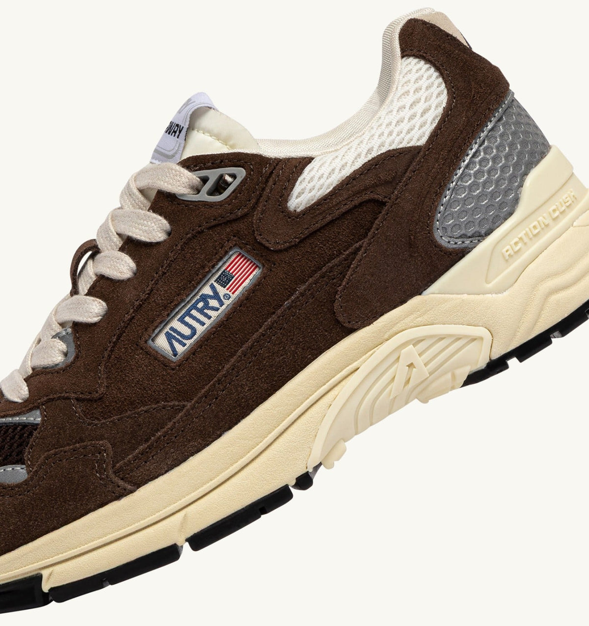 AUTRY Man HYPERWAY SNEAKERS IN MARSHMALLOW AND TERRACOTTA SUEDE AND MESH