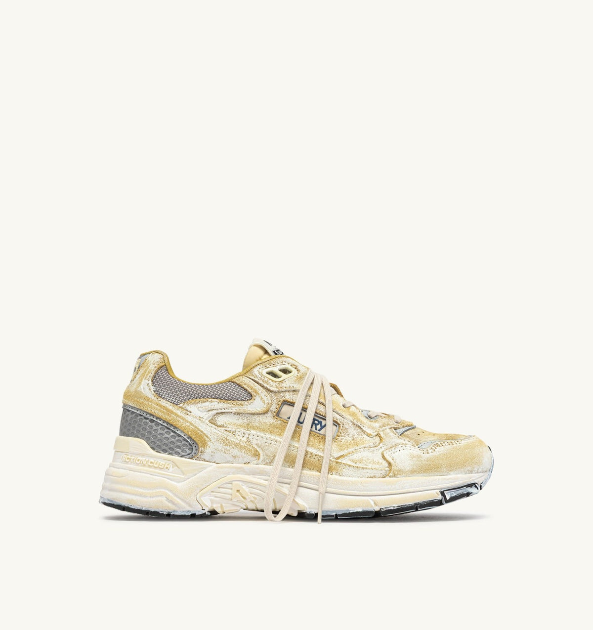 AUTRY Man HYPERWAY SUPER VINTAGE SNEAKERS IN YELLOW AND SILVER SUEDE