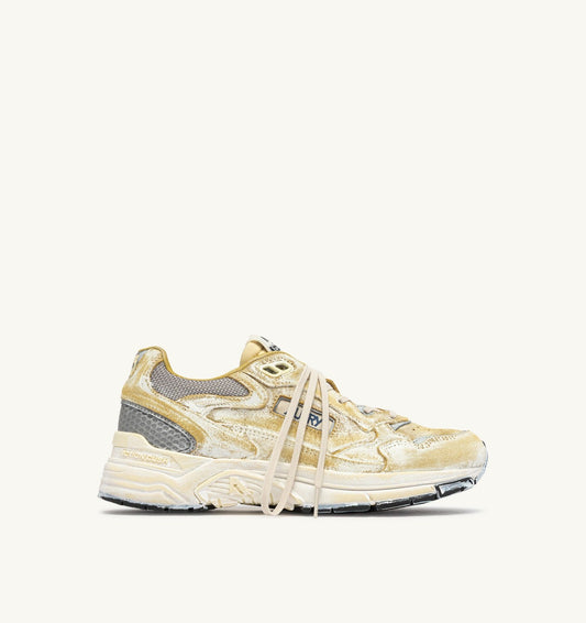 AUTRY Man HYPERWAY SUPER VINTAGE SNEAKERS IN YELLOW AND SILVER SUEDE