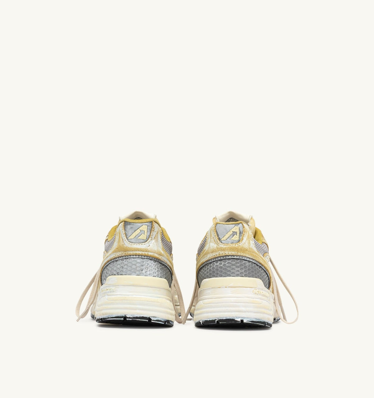 AUTRY Man HYPERWAY SUPER VINTAGE SNEAKERS IN YELLOW AND SILVER SUEDE