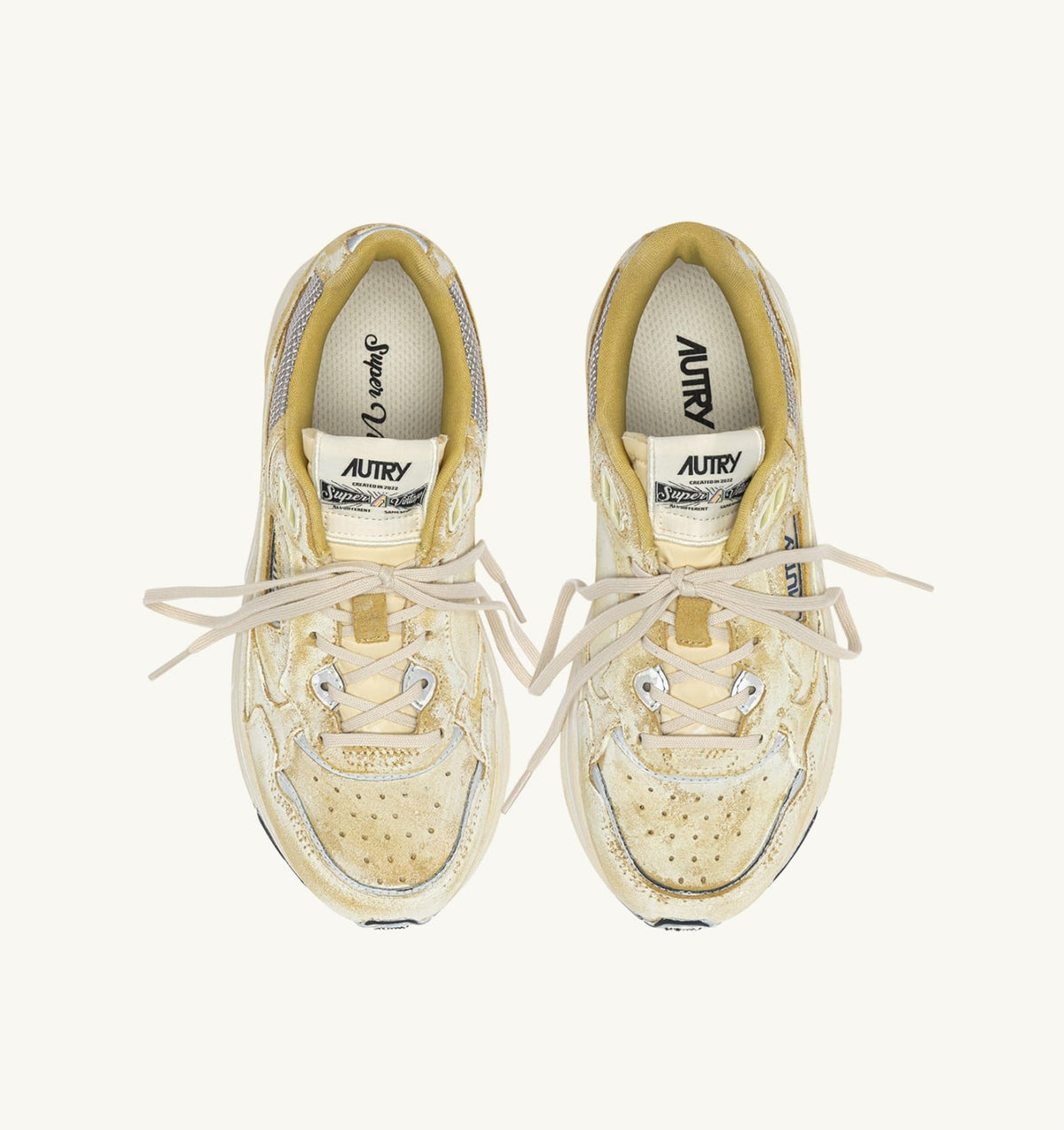 AUTRY Man HYPERWAY SUPER VINTAGE SNEAKERS IN YELLOW AND SILVER SUEDE