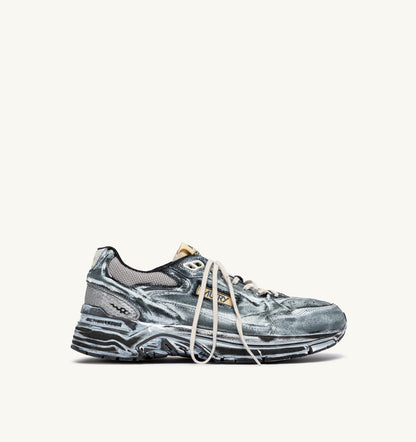 AUTRY Man HYPERWAY SUPER VINTAGE SNEAKERS IN BLACK AND SILVER SUEDE