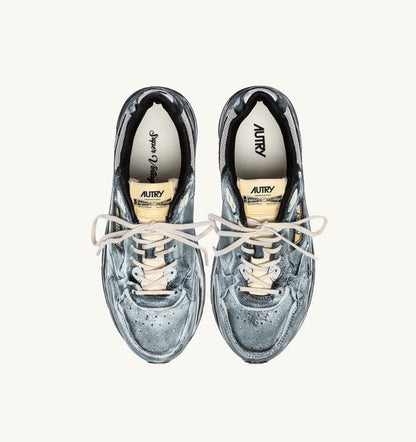 AUTRY Man HYPERWAY SUPER VINTAGE SNEAKERS IN BLACK AND SILVER SUEDE