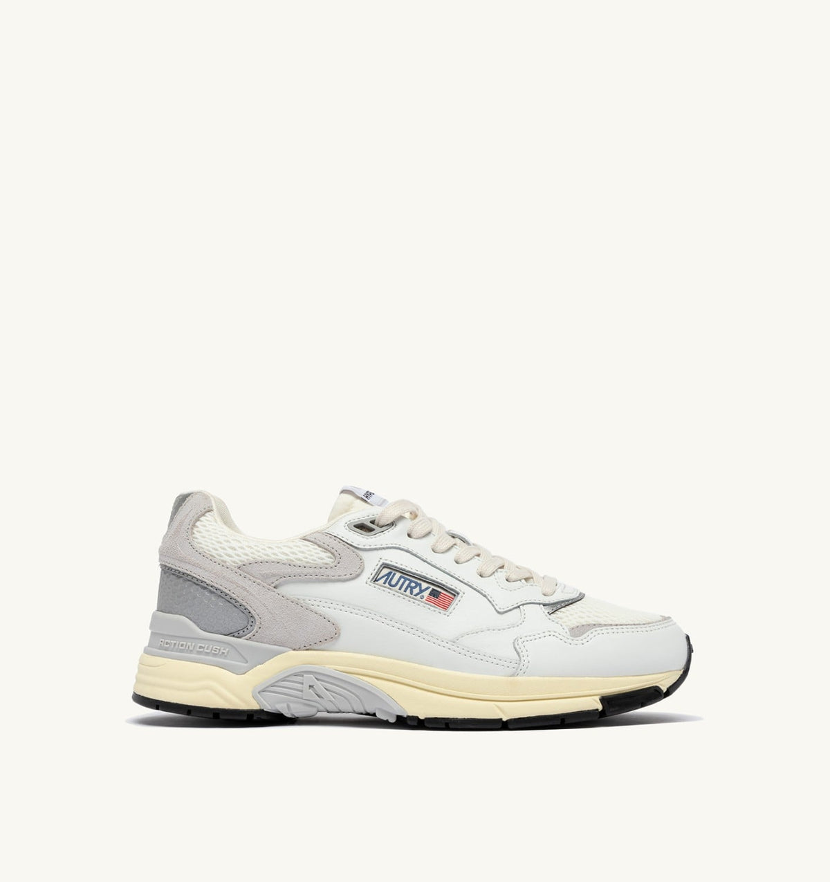 AUTRY Man HYPERWAY SNEAKERS IN WHITE AND GRAY MESH AND LEATHER
