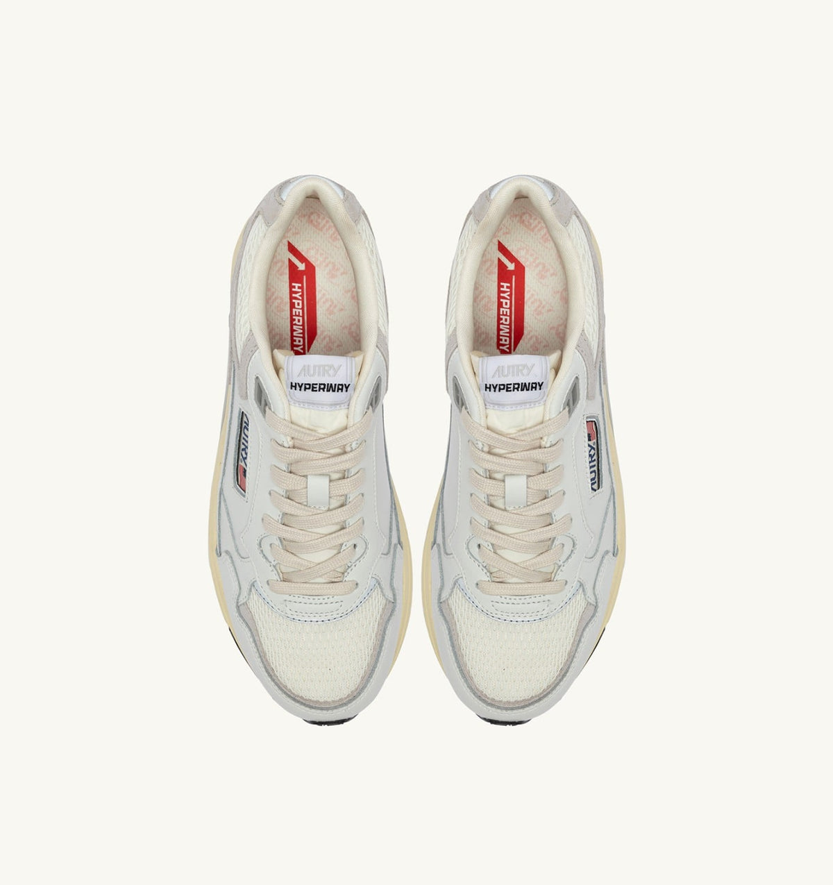 AUTRY Man HYPERWAY SNEAKERS IN WHITE AND GRAY MESH AND LEATHER